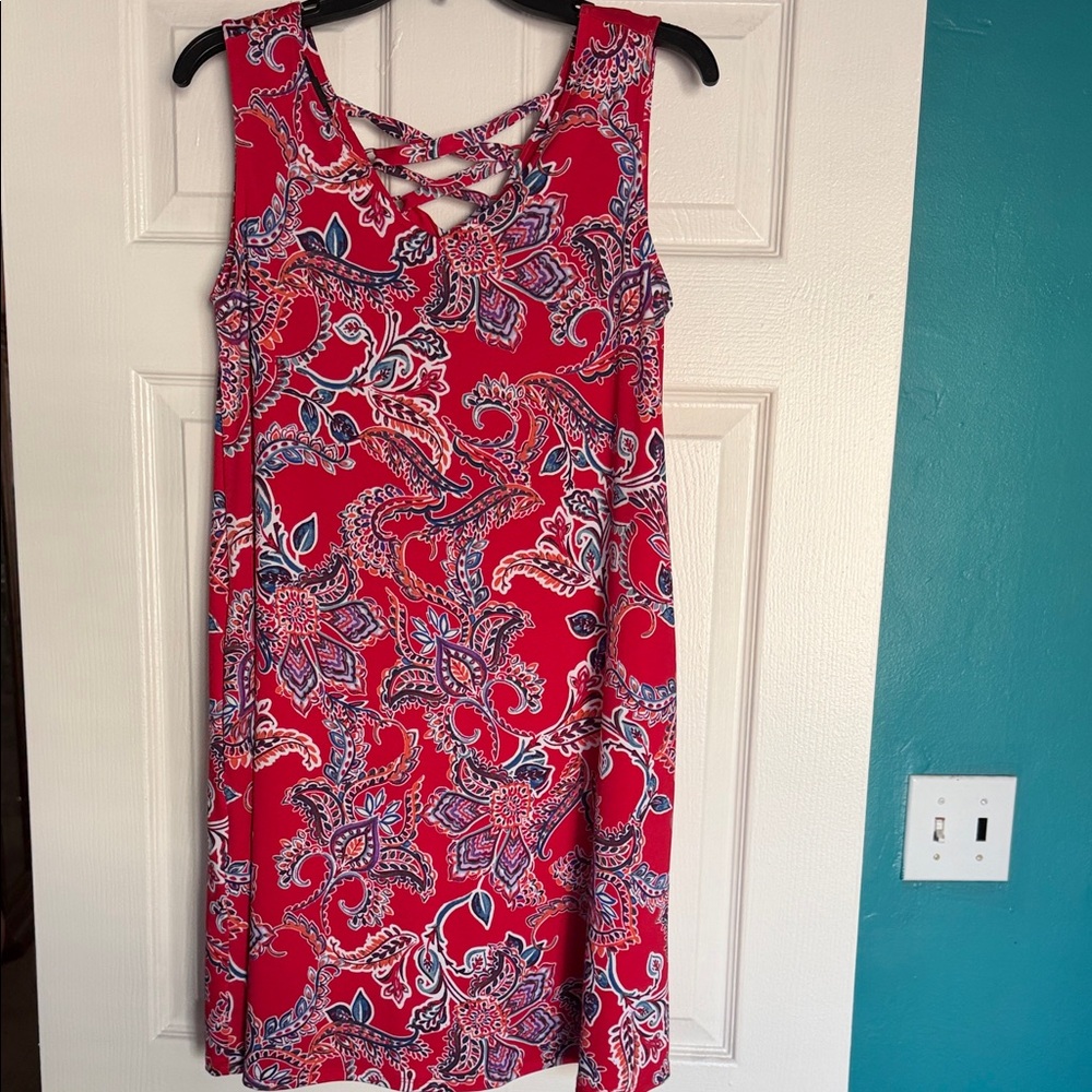 Sleeveless Red Paisley Summer Dress